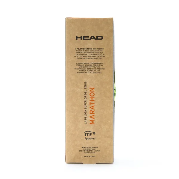Мяч теннисный HEAD Marathon 3B, 578183, крафт. упак.3шт, без давления, фетр, нат.резина,желтый за 1&nbsp;055.70 ₽ в Махачкале