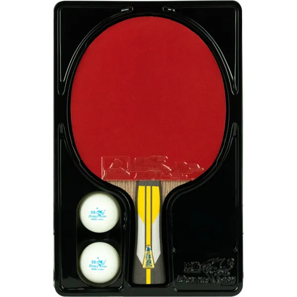 Ракетка для н/т DOUBLE FISH 6A+C, для подвин.,ITTF Appr.,накл. 2,1 мм, конич. ручка+ 2 мяча V40+мм за 3&nbsp;442.50 ₽ в Махачкале